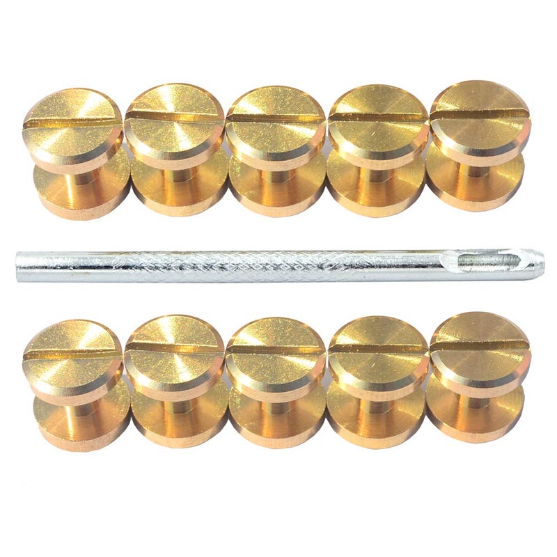 DGOL DGOL 12 Pairs Brass Backscrews with Hole Punch Golden Leather Fasteners Sturdy Binding Rivets Belt Strap Collar Back Screws Length 0158 inch 