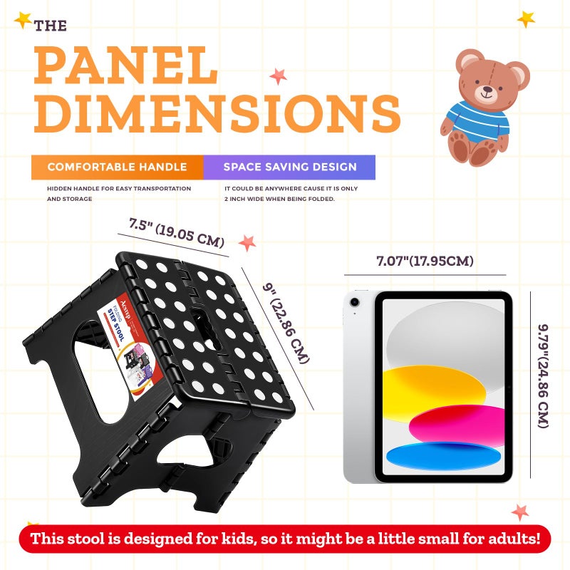 ACSTEP 7.5 Inch Folding Step Stool Foldable Stool Height Kids Step Stool, 176 lb Capacity Plastic Collapsible Stool, Black Small Stepping Stools, Foot Stools Suitable for Kitchen - Image 5