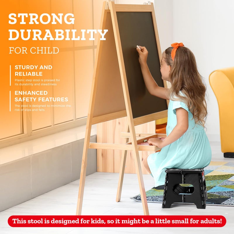 ACSTEP 7.5 Inch Folding Step Stool Foldable Stool Height Kids Step Stool, 176 lb Capacity Plastic Collapsible Stool, Black Small Stepping Stools, Foot Stools Suitable for Kitchen - Image 3