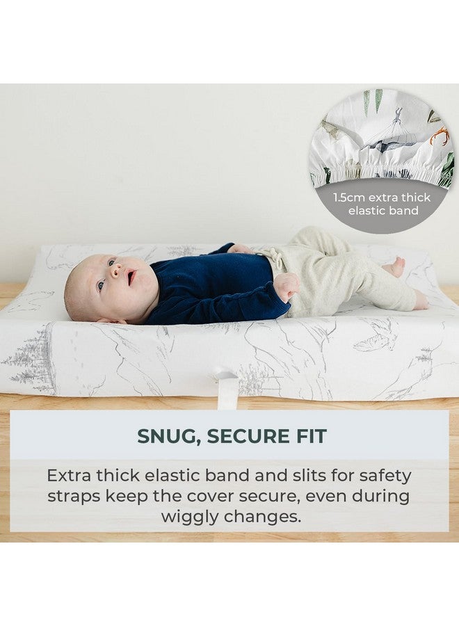 Pobibaby - 2 Pack Premium Changing Pad Cover - Ultra-Soft Cotton Blend, Stylish Woodland Pattern, Safe and Snug for Baby (Explore) - Image 3