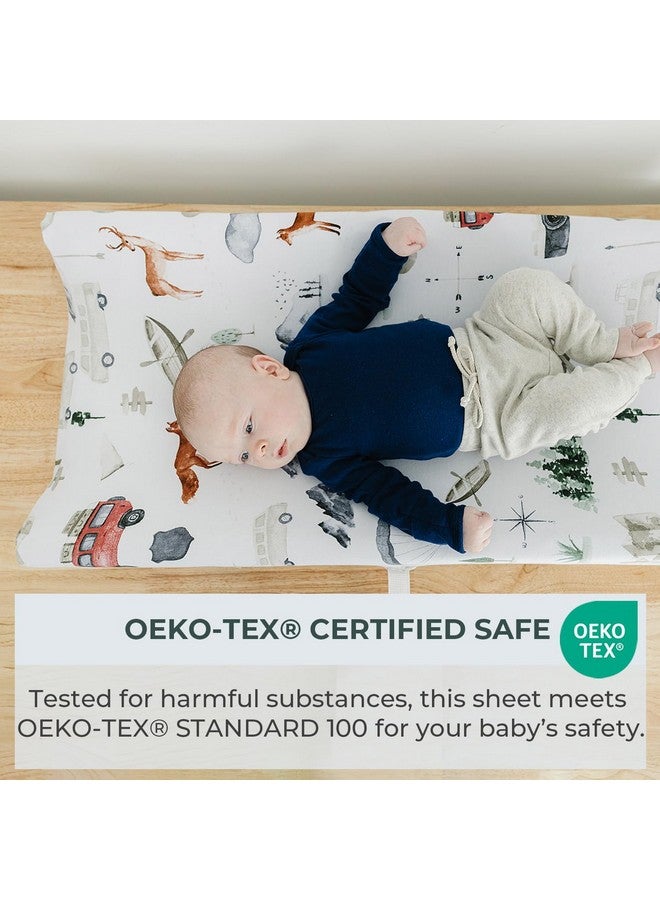 Pobibaby - 2 Pack Premium Changing Pad Cover - Ultra-Soft Cotton Blend, Stylish Woodland Pattern, Safe and Snug for Baby (Explore) - Image 4