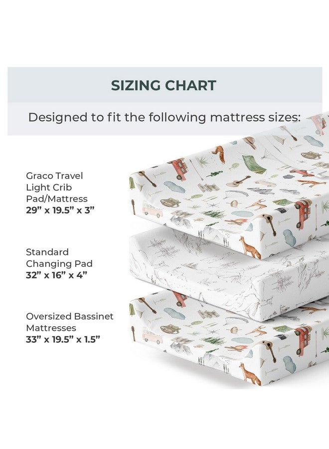 Pobibaby - 2 Pack Premium Changing Pad Cover - Ultra-Soft Cotton Blend, Stylish Woodland Pattern, Safe and Snug for Baby (Explore) - Image 2