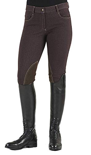 Ovation Women's Tall Size Euro Melange Zip Front Knee Patch Cotton Breeches, Neutral Beige, 24 - Image 2
