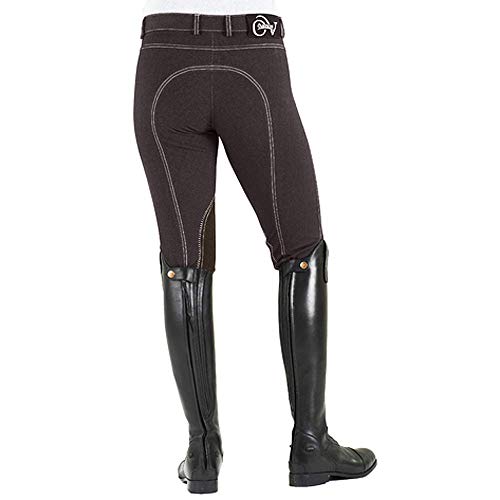 Ovation Women's Tall Size Euro Melange Zip Front Knee Patch Cotton Breeches, Neutral Beige, 24 - Image 5