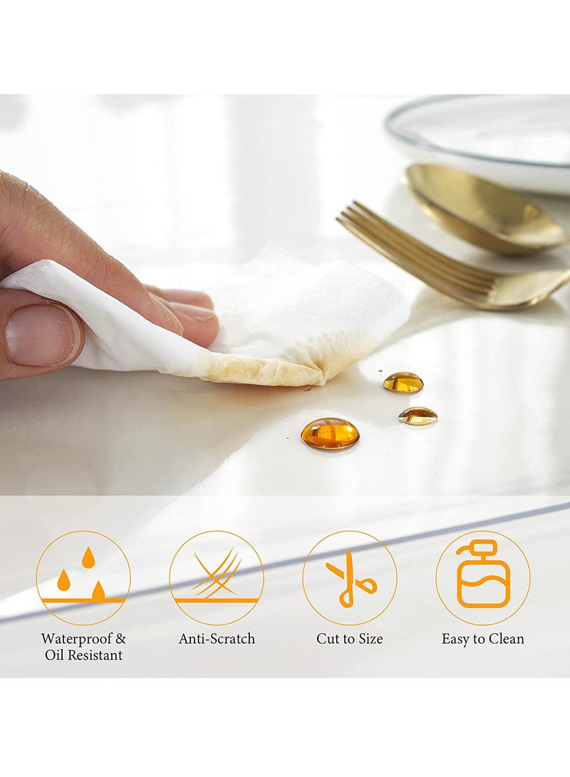 SYOSI Clear Plastic Tablecloth Protector 100% Waterproof Rectangle Heavy Duty Vinyl Table Cover Oil Proof Wipeable, Clear Desk Cover Protector for Use Dining Table, Parties Camping 54x86 Inch - Image 4