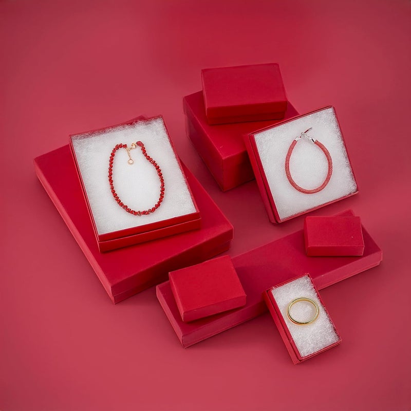 TheDisplayGuys For Your Modern Living TheDisplayGuys - 25-Pack #53 Kraft Paper Cardboard Gift Boxes/Jewelry Cases w. Cotton Padding & Lid - Matte Red - (5.4" x 3.9" x 1.0") - Image 4