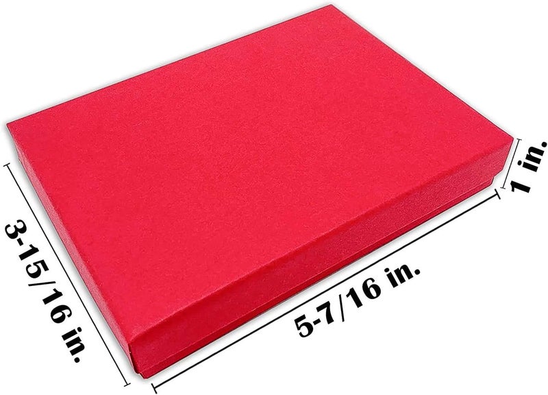 TheDisplayGuys For Your Modern Living TheDisplayGuys - 25-Pack #53 Kraft Paper Cardboard Gift Boxes/Jewelry Cases w. Cotton Padding & Lid - Matte Red - (5.4" x 3.9" x 1.0") - Image 2