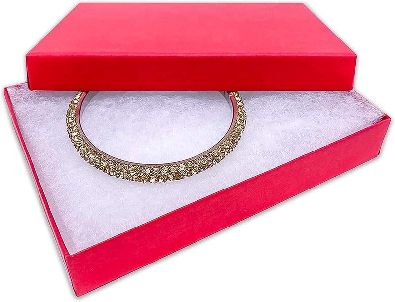 TheDisplayGuys For Your Modern Living TheDisplayGuys - 25-Pack #53 Kraft Paper Cardboard Gift Boxes/Jewelry Cases w. Cotton Padding & Lid - Matte Red - (5.4" x 3.9" x 1.0") - Image 1