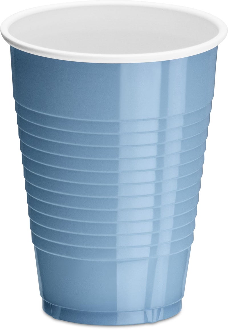 DecorRack Light Blue Plastic Cups, 12 oz Disposable Cups, Reusable Party Supplies (40 Count) - Image 1