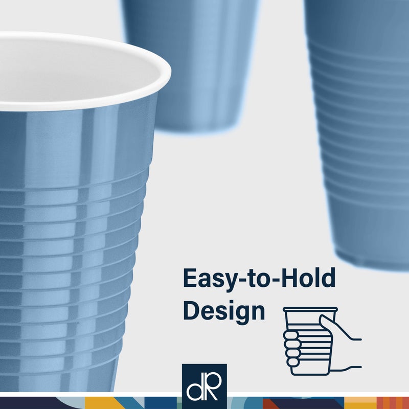 DecorRack Light Blue Plastic Cups, 12 oz Disposable Cups, Reusable Party Supplies (40 Count) - Image 4