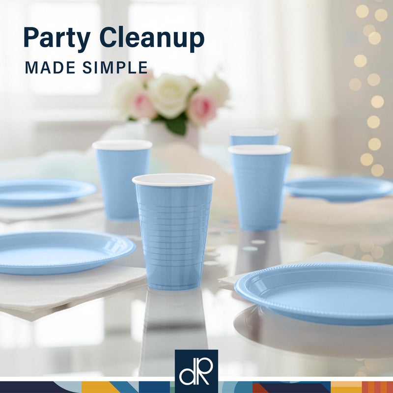 DecorRack Light Blue Plastic Cups, 12 oz Disposable Cups, Reusable Party Supplies (40 Count) - Image 5