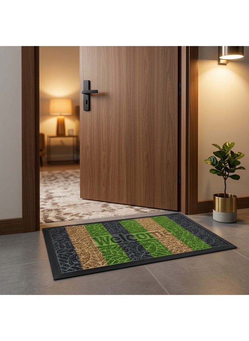Black * Green Door Mat, Entrance Rug, Non-Slip Floor Mat, 60x40 cm - 60x40 سم - Image 4