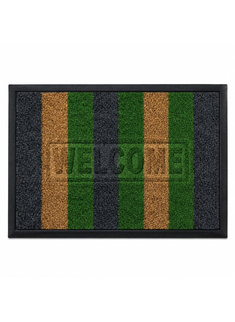 Black * Green Door Mat, Entrance Rug, Non-Slip Floor Mat, 60x40 cm - 60x40 سم - Image 2