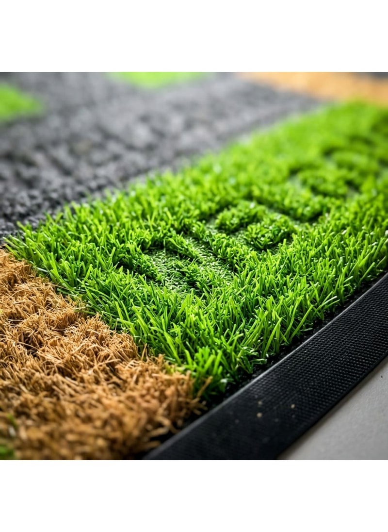 Black * Green Door Mat, Entrance Rug, Non-Slip Floor Mat, 60x40 cm - 60x40 سم - Image 5