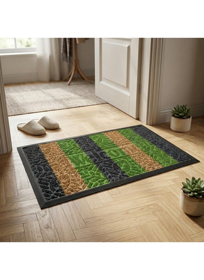 Black * Green Door Mat, Entrance Rug, Non-Slip Floor Mat, 60x40 cm - 60x40 سم - Image 1