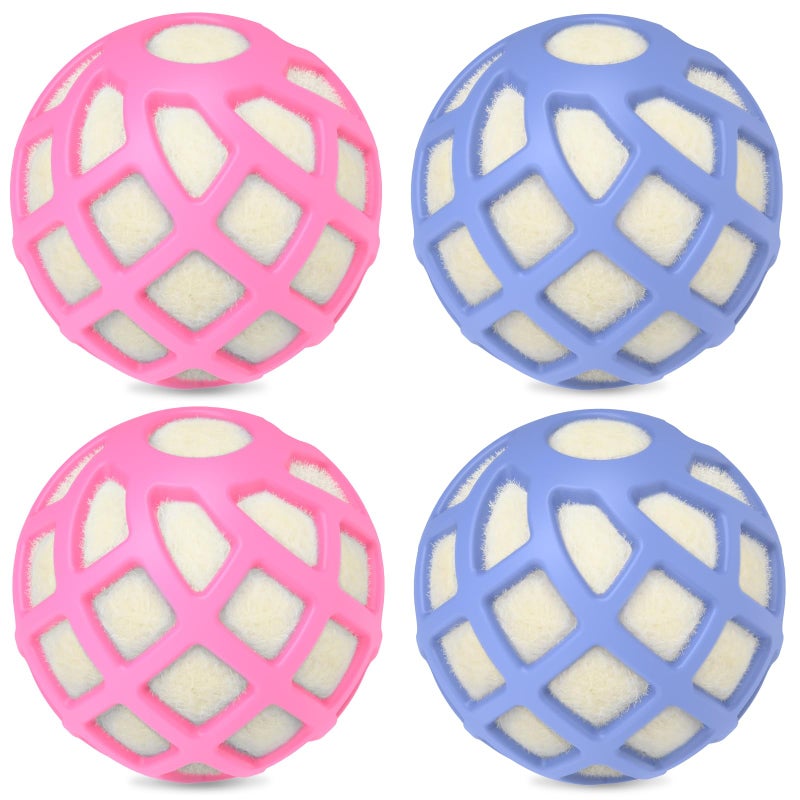 Sunseeke Dryer Balls â€“ Patented Silicone Guard, Natural Wool Core, Super Anti-Tangle & Saves Drying Time, Reduces Static & Noise, Natural Fabric Softener, XL 3" (Pink Light Blue, Pack of 4) - Image 1