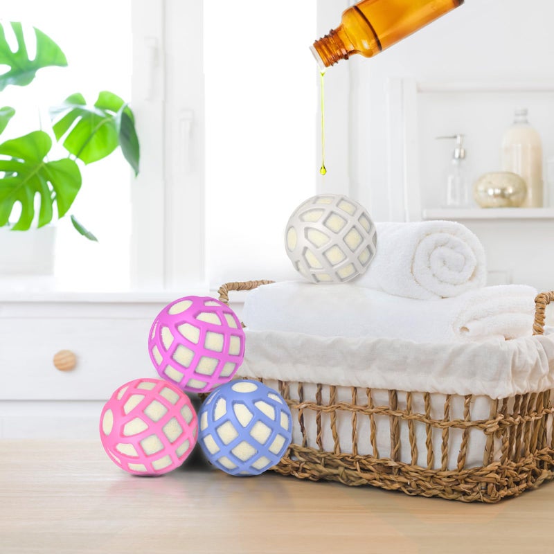 Sunseeke Dryer Balls â€“ Patented Silicone Guard, Natural Wool Core, Super Anti-Tangle & Saves Drying Time, Reduces Static & Noise, Natural Fabric Softener, XL 3" (Pink Light Blue, Pack of 4) - Image 4