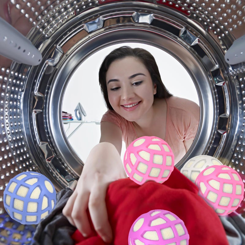 Sunseeke Dryer Balls â€“ Patented Silicone Guard, Natural Wool Core, Super Anti-Tangle & Saves Drying Time, Reduces Static & Noise, Natural Fabric Softener, XL 3" (Pink Light Blue, Pack of 4) - Image 3