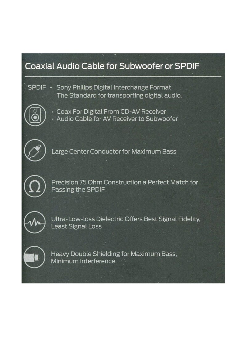 Monster 6-FT 1.82 M Coaxial Audio Cable for Subwoofer - Image 4