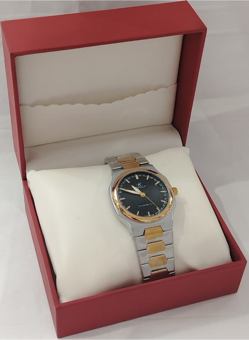 ريفولي ساعة رجالي كلاسيكية أنيقة بسوار ستانلس ستيل تصميم راقٍي وجميل