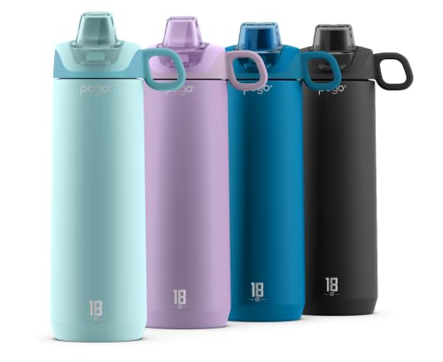 Pogo Active Stainless Steel Insulated Water Bottle with Leak Proof Straw Lid 18oz Frost