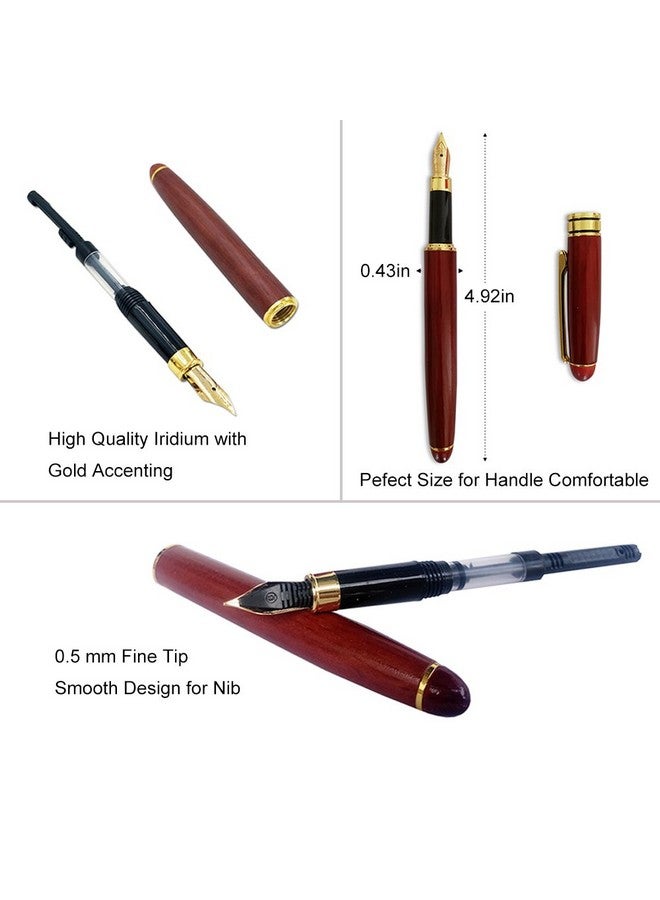 رين هاندكرافت مجموعة أقلام خشبية مكونة من 3 قطع مع حقيبة هدايا/أفضل قلم حبر جاف فاخر وقلم جل فاخر مع عبوات حبر قابلة لإعادة التعبئة، أقلام تصميم ترويجية للأعمال - Image 4