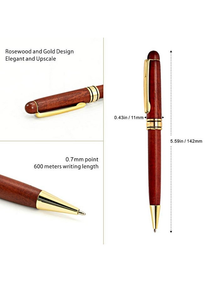 رين هاندكرافت مجموعة أقلام خشبية مكونة من 3 قطع مع حقيبة هدايا/أفضل قلم حبر جاف فاخر وقلم جل فاخر مع عبوات حبر قابلة لإعادة التعبئة، أقلام تصميم ترويجية للأعمال - Image 5