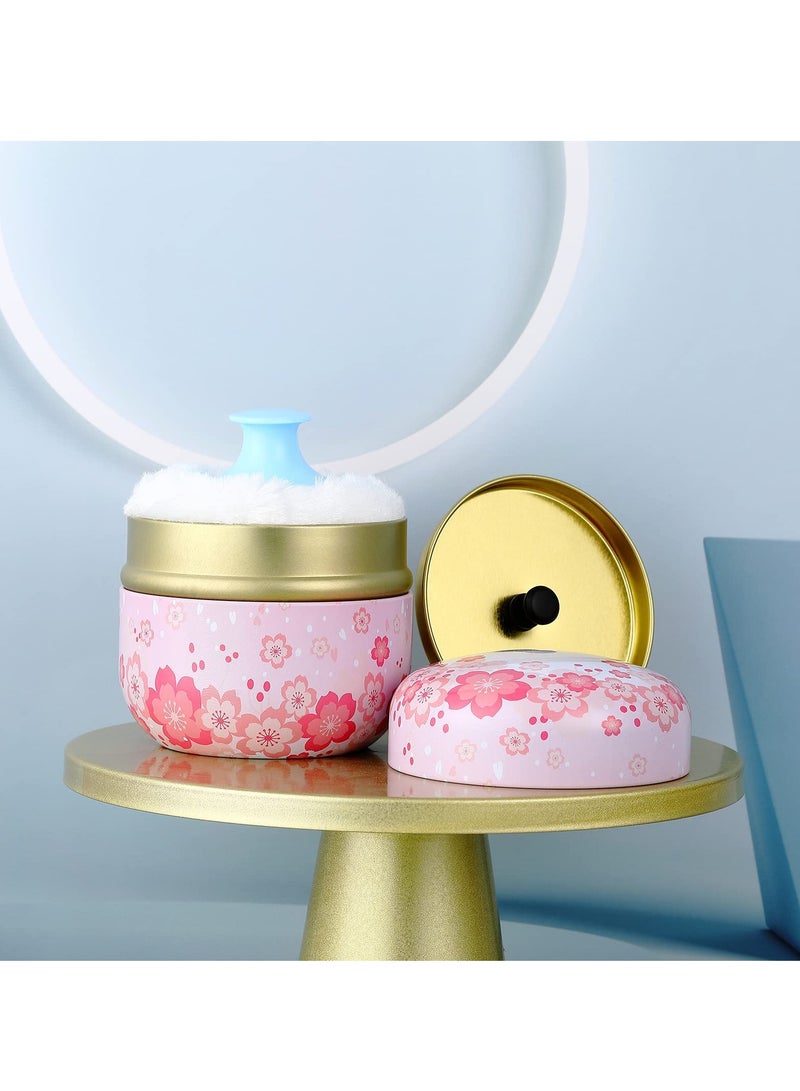 Excefore Baby Powder Puff with Handle, Makeup Powder Puff with Container, Body Powder Case with Powder Puff and Container, Tea Canister for Baby and Adult Body Talcum Powder Tea Box - Image 4