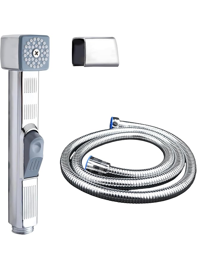 The Bros مجموعة رشاش بيديت يدوي كروم متميز AZTON_IT-3060 بطول 47 بوصة خرطوم فولاذي مقاوم للصدأ، شطاف مثبت على الحائط للمرحاض، للعناية الشخصية وغسل حفاضات الأطفال، مقاوم للتسرب وسهل التركيب - Image 1