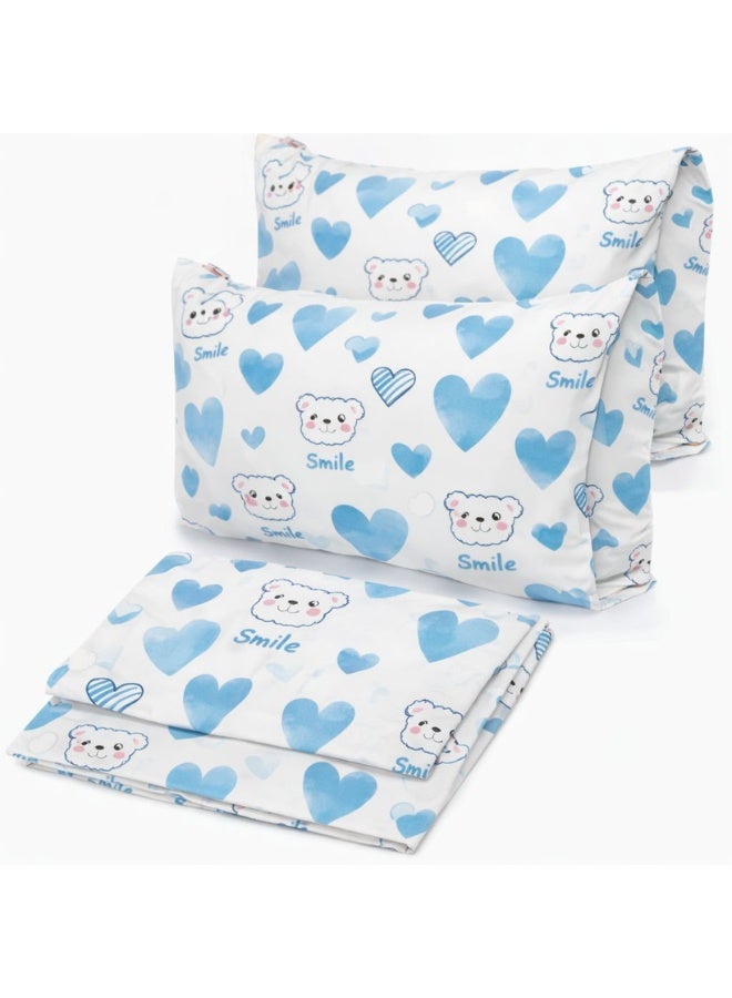 snooze Fitted bed sheet set 2pcs, single size + Free pillowcase, smiley design - Image 3