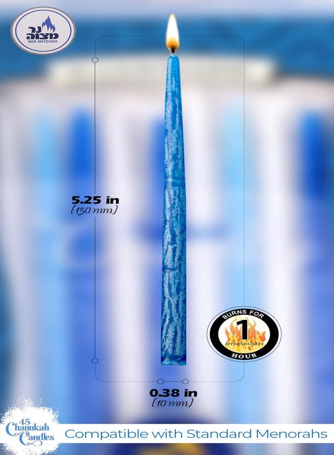 Ner Mitzvah Hanukkah Candles, Dark and Light Blue, White Dripless Chanukah Candles, Premium Quality Wax - 45 Candles for All 8 Nights - Image 2
