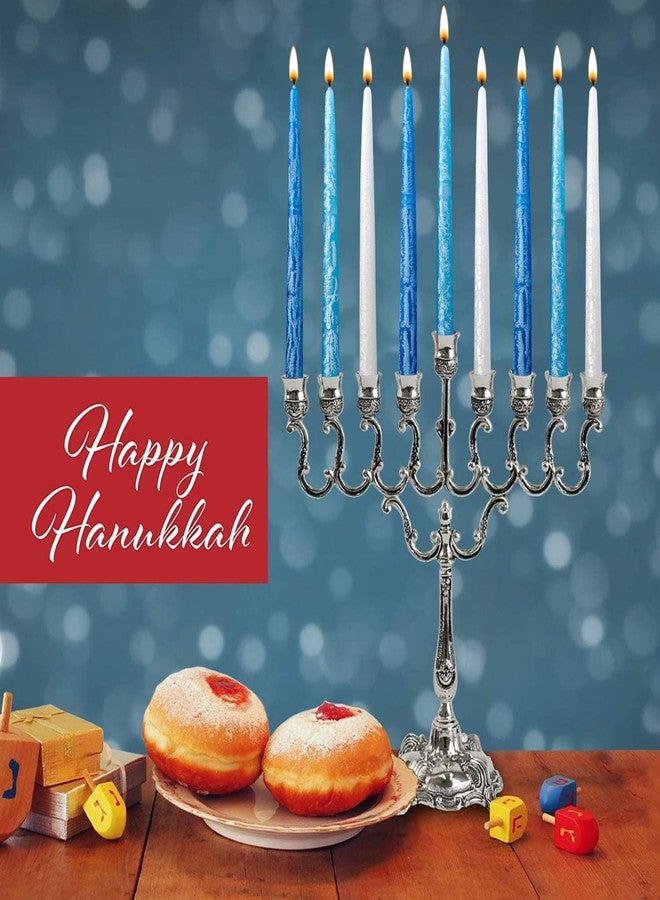 Ner Mitzvah Hanukkah Candles, Dark and Light Blue, White Dripless Chanukah Candles, Premium Quality Wax - 45 Candles for All 8 Nights - Image 5