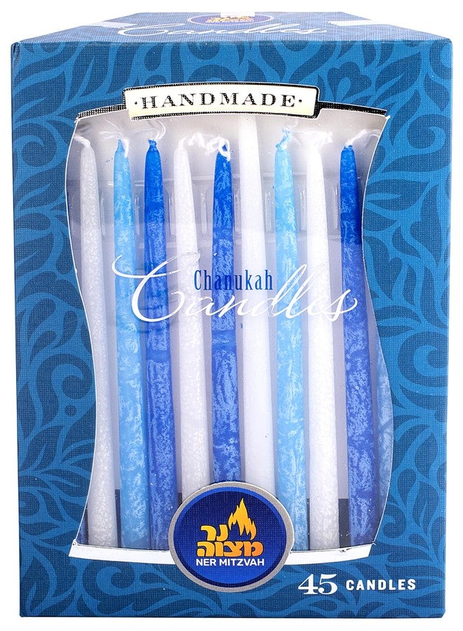 Ner Mitzvah Hanukkah Candles, Dark and Light Blue, White Dripless Chanukah Candles, Premium Quality Wax - 45 Candles for All 8 Nights - Image 4