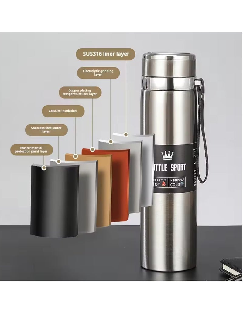 سبال كوب سفر مزدوج الجدار من الفولاذ المقاوم للصدأ، زجاجة مياه معزولة سعة 1000 مل، ترمس للسيارة، للاستخدام الخارجي - Image 5