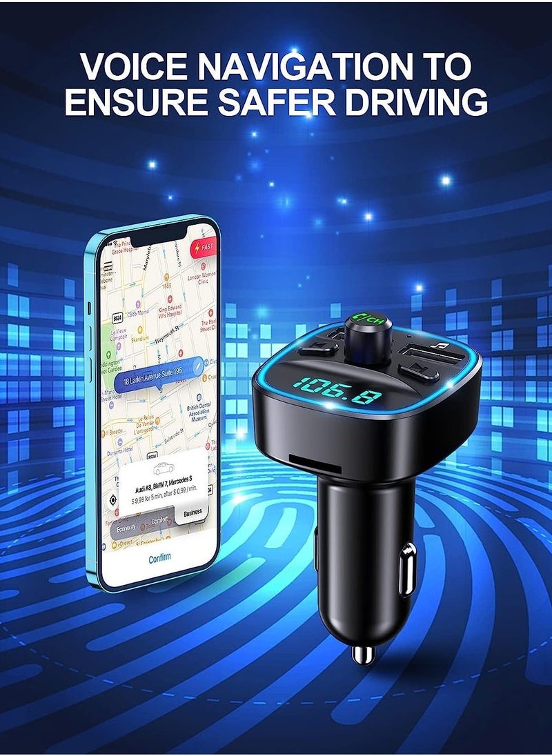 Raxoom FM Transmitter, Bluetooth Music, Wireless Wireless Radio Adapter Car Kit with Dual USB Charging Car Charger MP3 Support U Disk/TF Card - Image 4