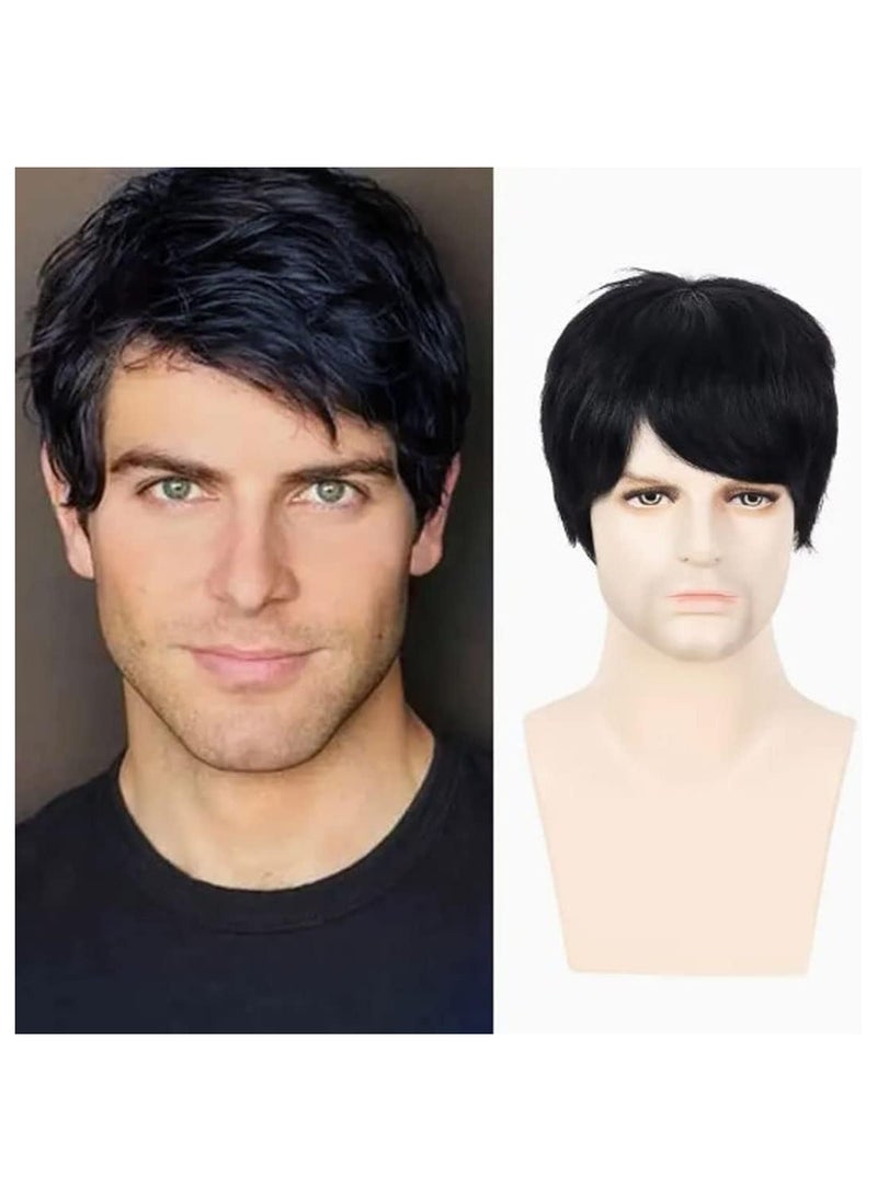 Estelle - Men's Fluffy Wigs Mens Short Curly Fluffy Wig Natural Men Wig Synthetic Full Wigs (6122-c02) - Image 1