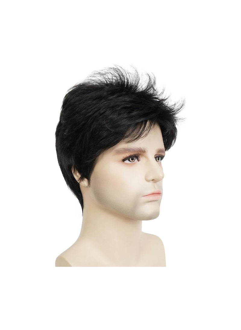 Estelle - Men's Fluffy Wigs Mens Short Curly Fluffy Wig Natural Men Wig Synthetic Full Wigs (6122-c02) - Image 1
