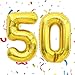 HQIOA 50 Balloon Number 40 Inch Gold Giant Number Balloons 50th Anniversary Balloons 50th Birthday Balloons 50th Birthday Decorations for Her 50th Anniversary Balloons 50 Years Old Number Balloon Decoration - Image 2