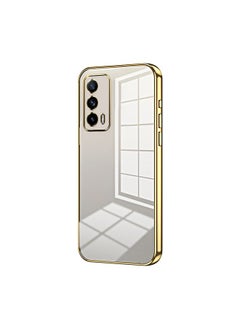 HuHa Case Cover For Realme X7 Pro Ultra Transparent Plating Fine Hole Phone Case Gold 