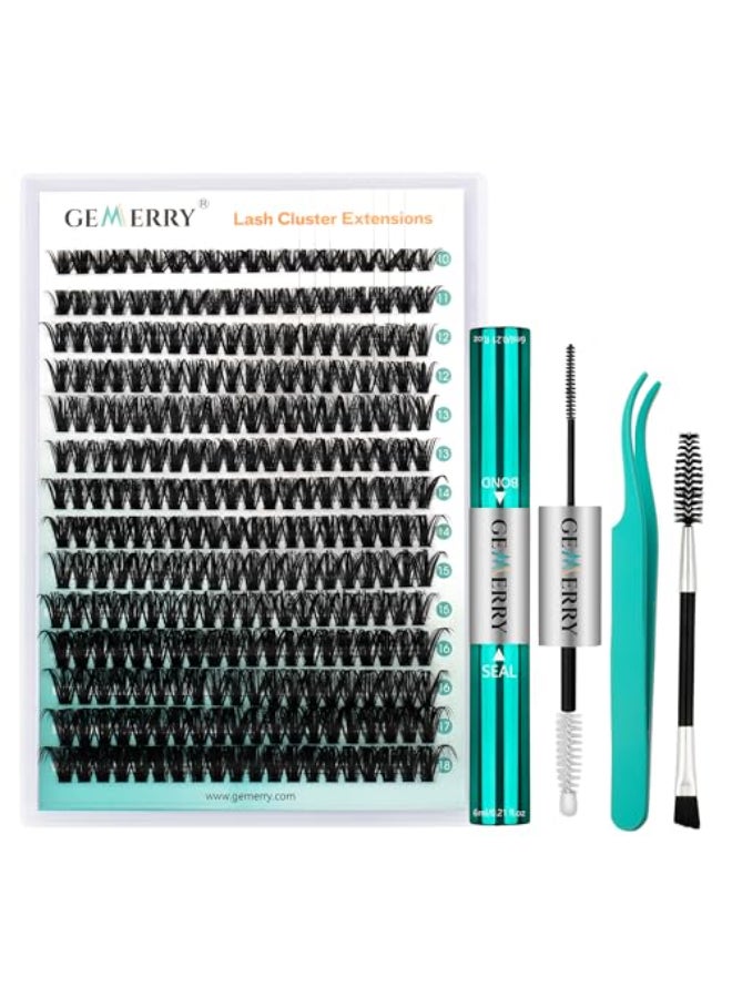 GEMERRY Fluffy Lash Extension Kit Thick Lash Clusters Kit Eyelash Clusters 280Pcs D Curl Eyelash Extension Kit With Lash Bond and Seal Lash Tweezers DIY Lash Extension60P1018mm - Image 1