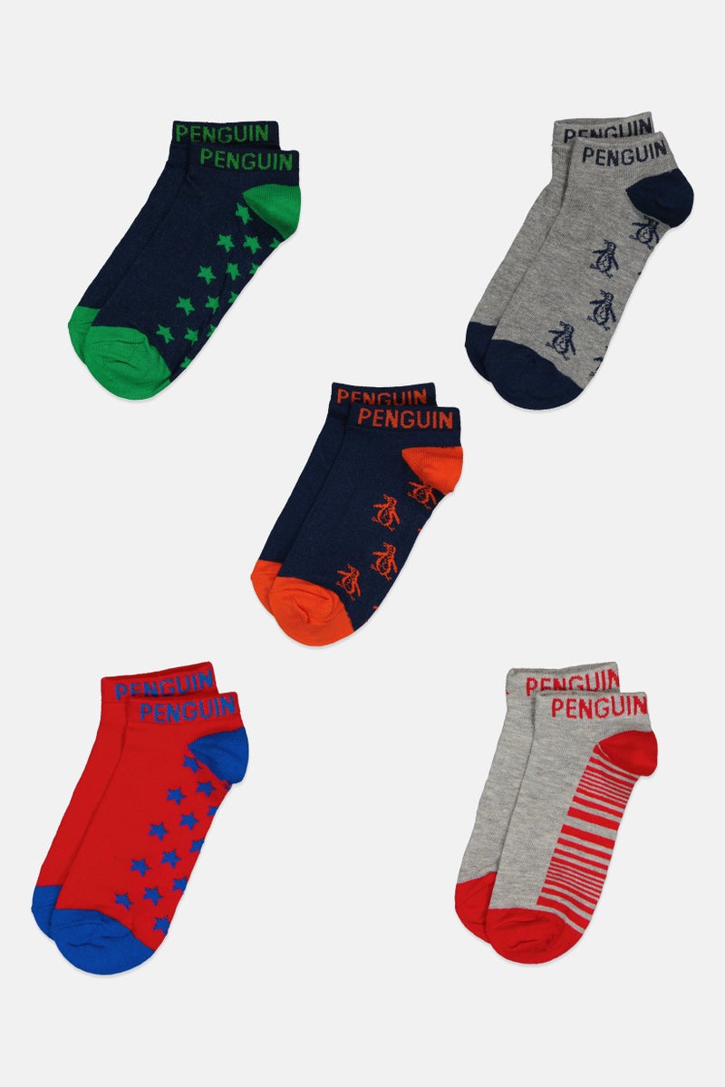 Original Penguin Kids Boy 5 Pairs Graphic Print Socks, Multicolor - Image 3