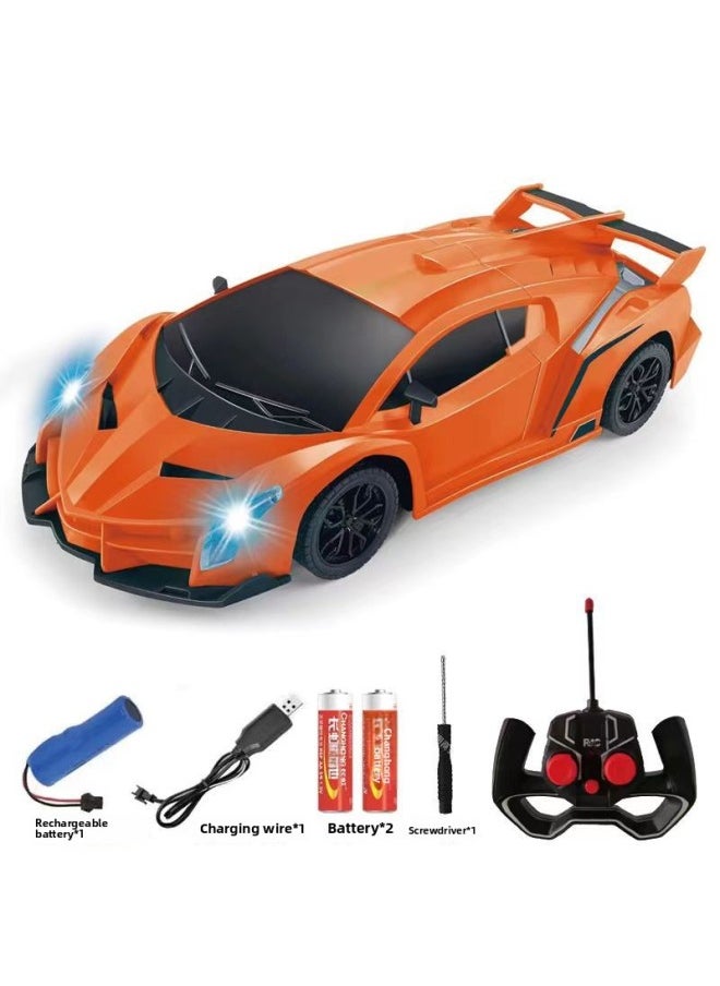 Special For Children's Remote Control Car Super Running Luxury Car Super Racing Super Sports Car Four-way Toy Car Model-Color:Rechargeable Version-orange Color Box  - Image 2