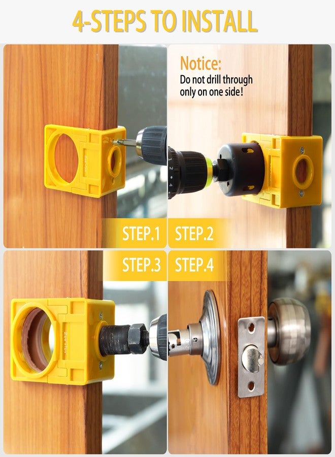 RKK Door Lock Installation Kit - Deadbolt & Door Knob Hole Saw Kit - Yellow - Image 4