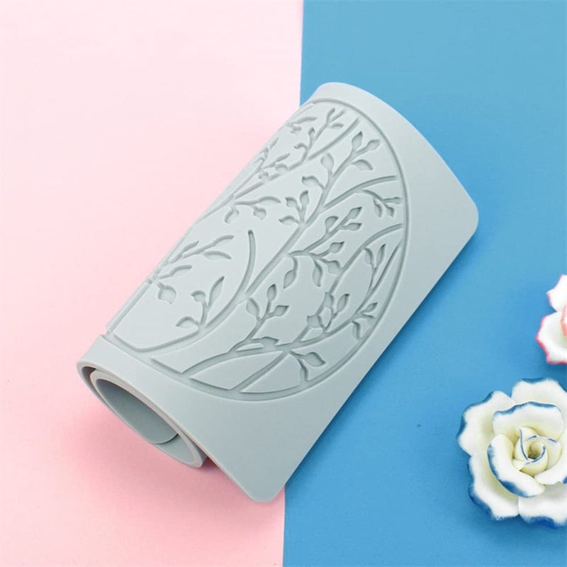 TUKE Silicone Lace Mold  Wedding Cake Lace Mat  Coral Cake Decorating Mold Flower Fondant Impression Mats for Edible Lace Fondant Mold  Sugar-Lace Cupcake Mat Tools (C_10.6x5.44x0.12inch) - Image 4