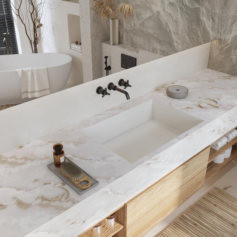 CRE8TIVE Large Size 24"x354" Beige Cloudy Marble Contact Paper Peel and Stick Marble Wallpaper for Kitchen Countertop Peel and Stick Renter Friendly Self Adhesive Vinyl Roll for Bathroom Bedroom Walls - Image 3