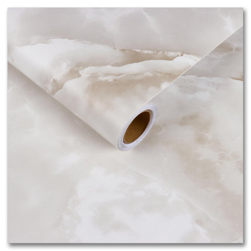 CRE8TIVE Large Size 24"x354" Beige Cloudy Marble Contact Paper Peel and Stick Marble Wallpaper for Kitchen Countertop Peel and Stick Renter Friendly Self Adhesive Vinyl Roll for Bathroom Bedroom Walls - Image 1