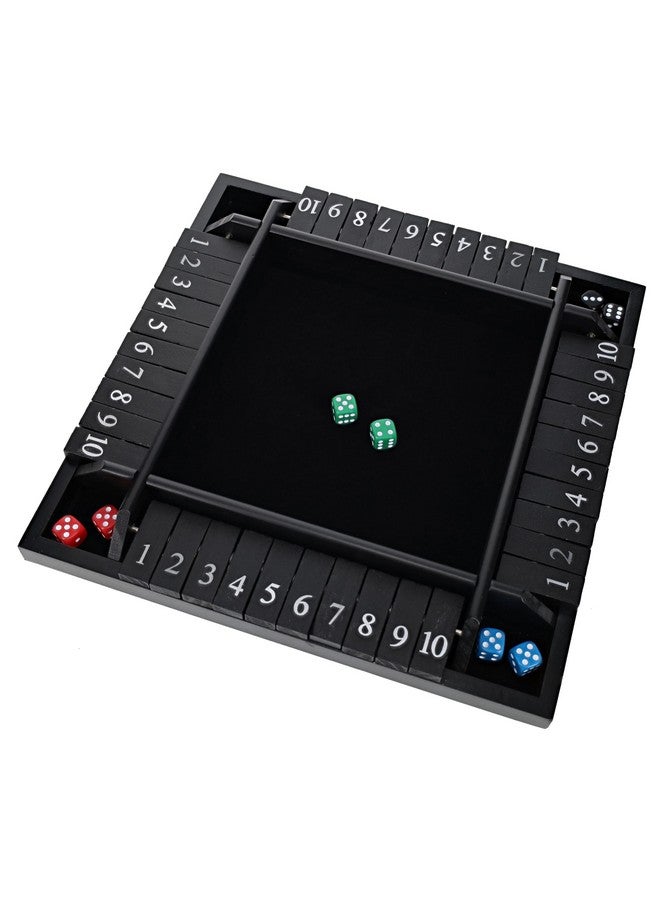 WE Games Shut The Box Wooden Board Game - Classic 4-Player Table Top Math Dice Game, Black Stained Wood, 8.5 in. Travel Size, 10 Numbers, for Families and Adults - Image 1