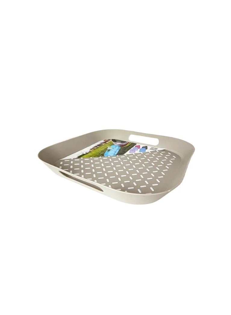 Plastic & Silicon Squared Anti-slip tray With Edges & Handles 34cm - Image 1