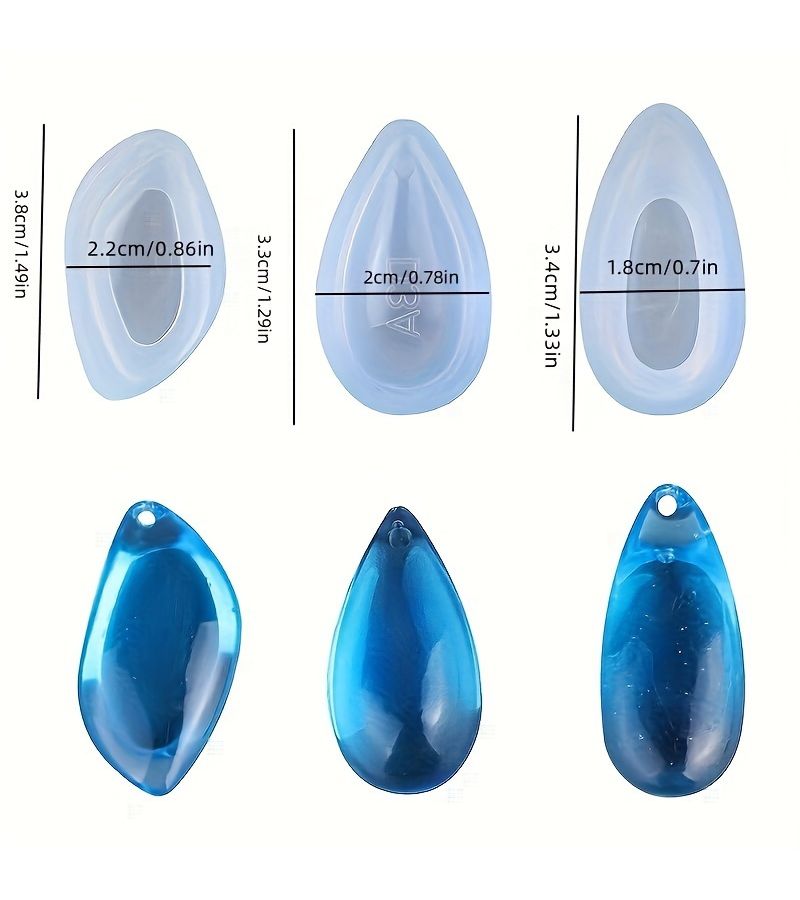 Set Of 3 Teardrop Silicone Earring Molds For Epoxy Resin Pendant Casting Durable And Easy To Use Jewelry Making Tools For Unique Resin Art - Image 5