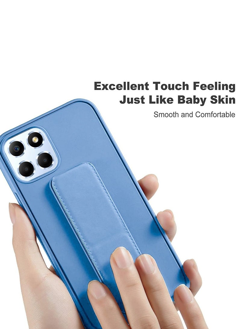 Wtech PU Leather Hand Strap Grip Holder Stand Phone Case Cover For Honor X8 4G Sky Blue - Image 4